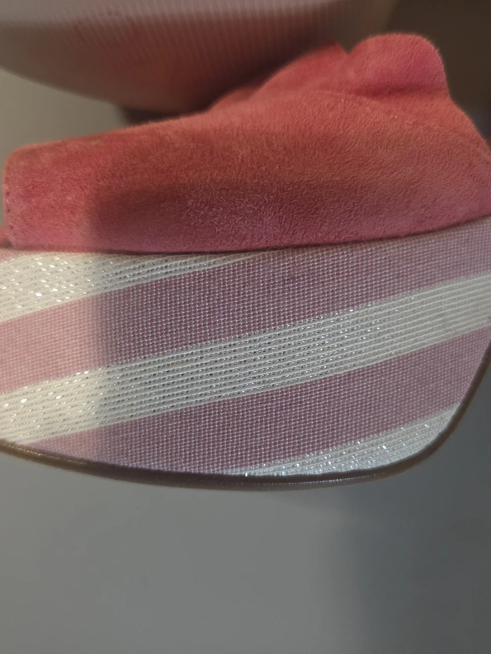 Anthropologie Suede Pink Striped Platform Block Heel Sandals,Euc Size 7